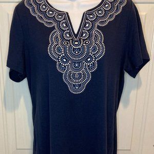 Blue T Shirt with Amazing Embroidery Detail